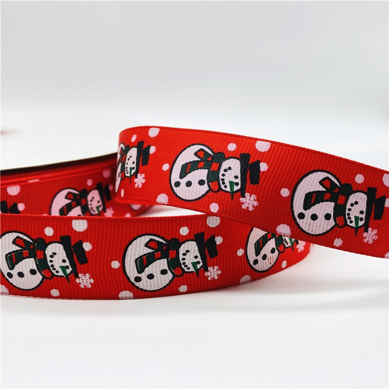 5 jardi/lot 25 mm božićna dekoracija Grosgrain vrpca otisnuta božićna vrpca za ručno izrađeni dizajn Božićni ukras Tkanina za šivanje