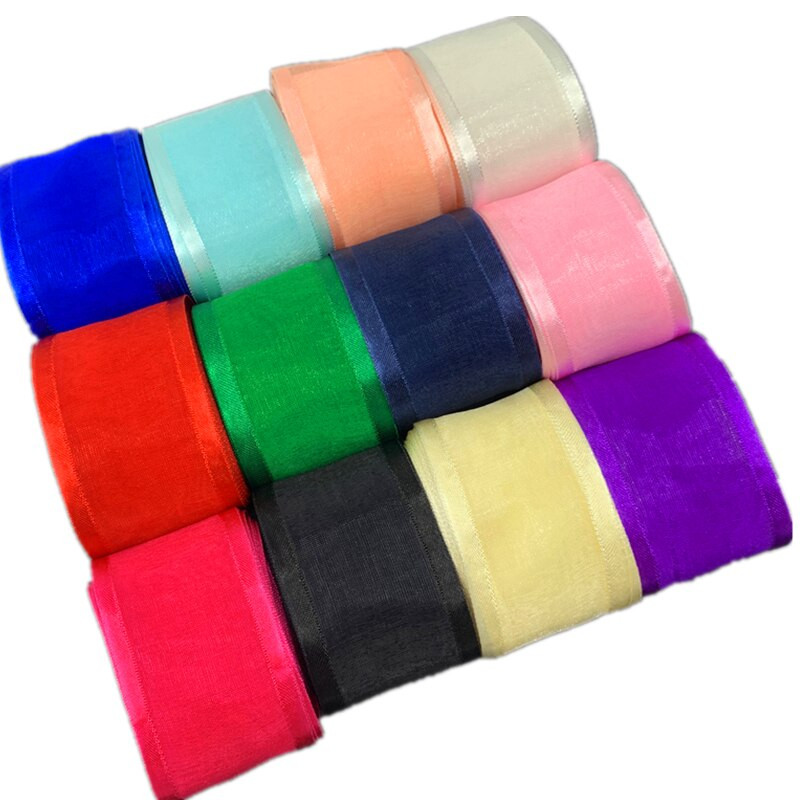 20 mm 25 mm 38 mm 5 jardų satininio krašto juostelė organzos juostelė lanko vestuvėms kalėdiniam papuošimui Rankų darbo „pasidaryk pats“ vyniojimo amatai