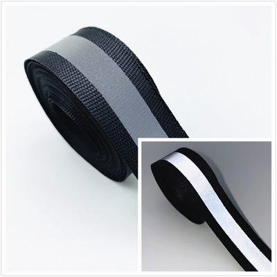 Ζώνη προειδοποίησης με ιμάντες 5 γιάρδους 20 χιλιοστών πολύχρωμη ασημένια αντανακλαστική κορδέλα ασφαλείας για ράψιμο σε υφασμάτινο ανακλαστικό λουράκι