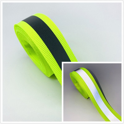 Ζώνη προειδοποίησης με ιμάντες 5 γιάρδους 20 χιλιοστών πολύχρωμη ασημένια αντανακλαστική κορδέλα ασφαλείας για ράψιμο σε υφασμάτινο ανακλαστικό λουράκι