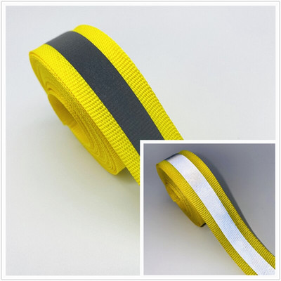 Ζώνη προειδοποίησης με ιμάντες 5 γιάρδους 20 χιλιοστών πολύχρωμη ασημένια αντανακλαστική κορδέλα ασφαλείας για ράψιμο σε υφασμάτινο ανακλαστικό λουράκι