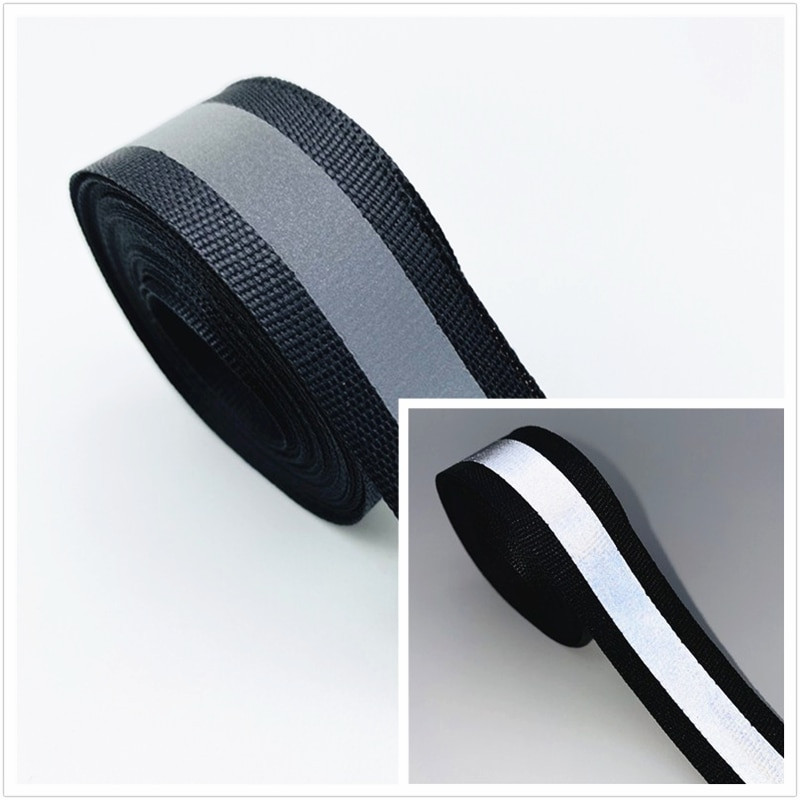 Ζώνη προειδοποίησης με ιμάντες 5 γιάρδους 20 χιλιοστών πολύχρωμη ασημένια αντανακλαστική κορδέλα ασφαλείας για ράψιμο σε υφασμάτινο ανακλαστικό λουράκι