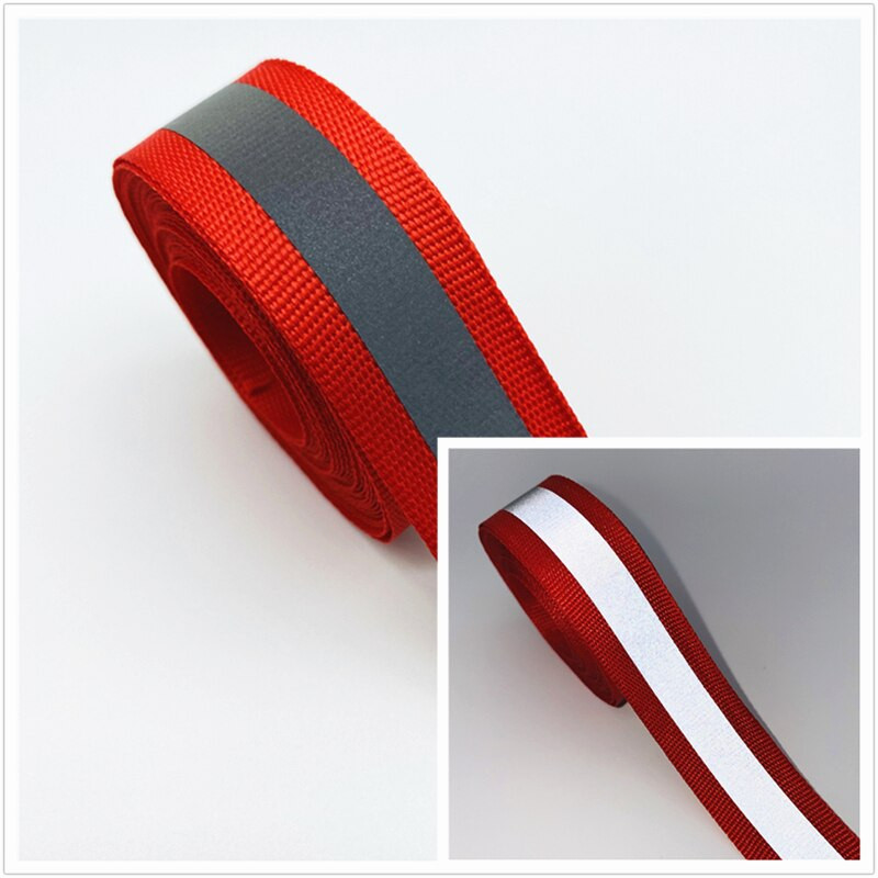 Ζώνη προειδοποίησης με ιμάντες 5 γιάρδους 20 χιλιοστών πολύχρωμη ασημένια αντανακλαστική κορδέλα ασφαλείας για ράψιμο σε υφασμάτινο ανακλαστικό λουράκι