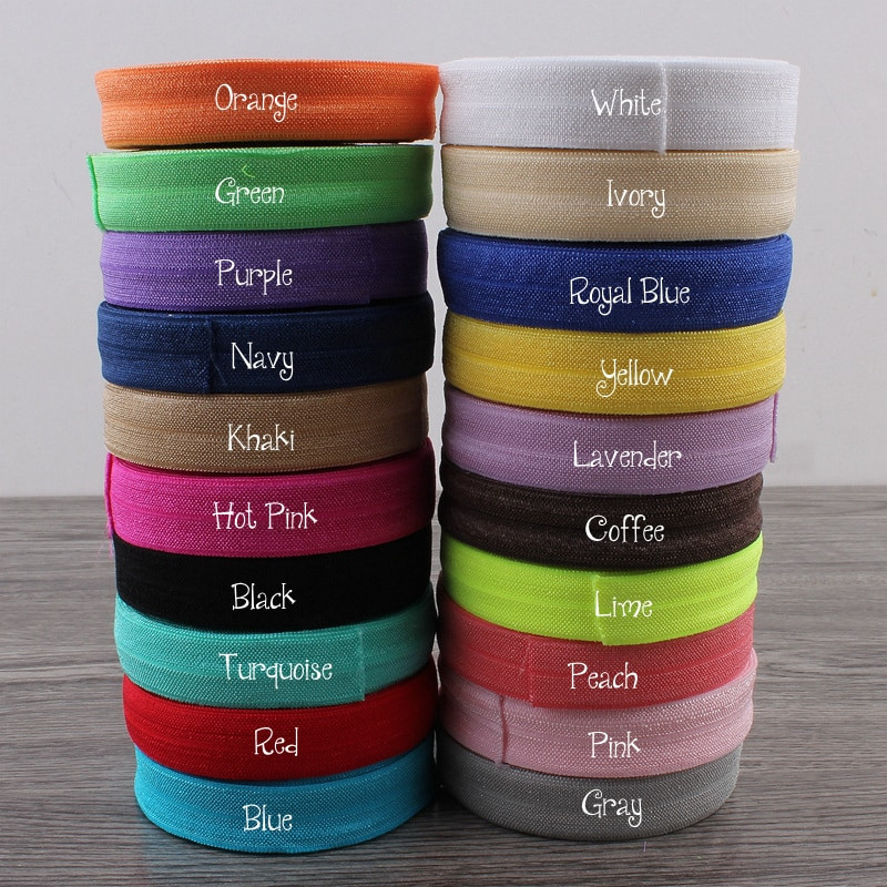 10 Yards Fold Over Elastic 5/8`` 15mm Stretch Foldover FOE Elastics Ribbon by The Yard for Headbands Hair Ties