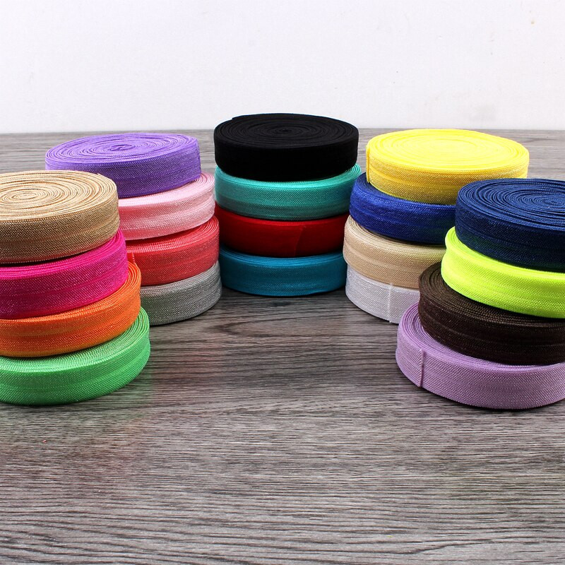 10 Yards Fold Over Elastic 5/8`` 15mm Stretch Foldover FOE Elastics Ribbon by The Yard for Headbands Hair Ties