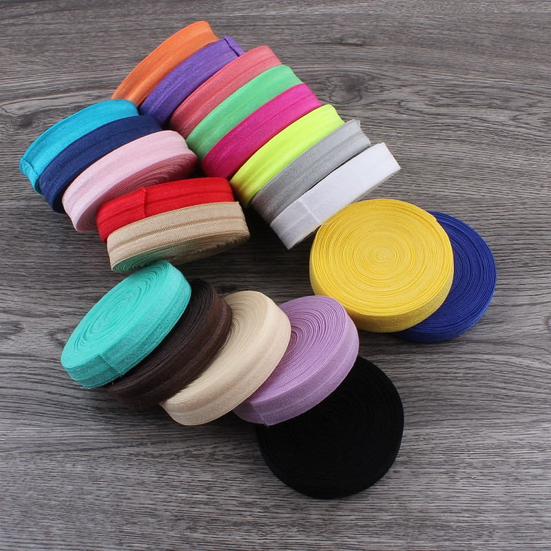 10 Yards Fold Over Elastic 5/8`` 15mm Stretch Foldover FOE Elastics Ribbon by The Yard for Headbands Hair Ties