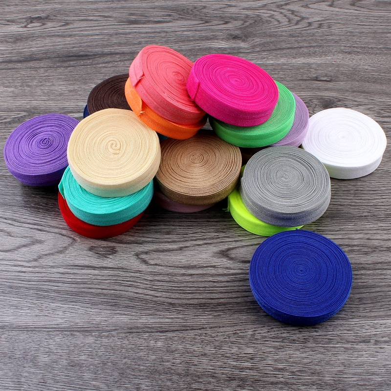 10 Yards Fold Over Elastic 5/8`` 15mm Stretch Foldover FOE Elastics Ribbon by The Yard for Headbands Hair Ties