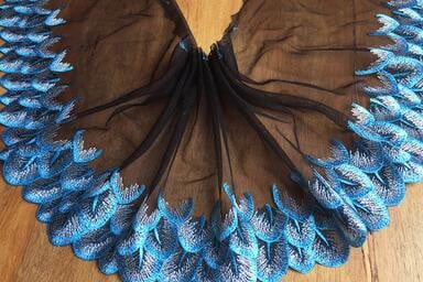 Prabangios medvilnės siuvinėtos juodos geltonos gėlės nėrinių audinys dubai siuvimas DIY apdaila tiulio aplikacija Juostelės apykakle suknelė gipiūro dekoras