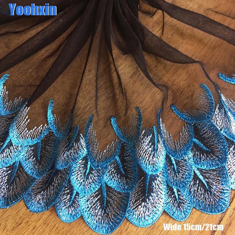 Prabangios medvilnės siuvinėtos juodos geltonos gėlės nėrinių audinys dubai siuvimas DIY apdaila tiulio aplikacija Juostelės apykakle suknelė gipiūro dekoras