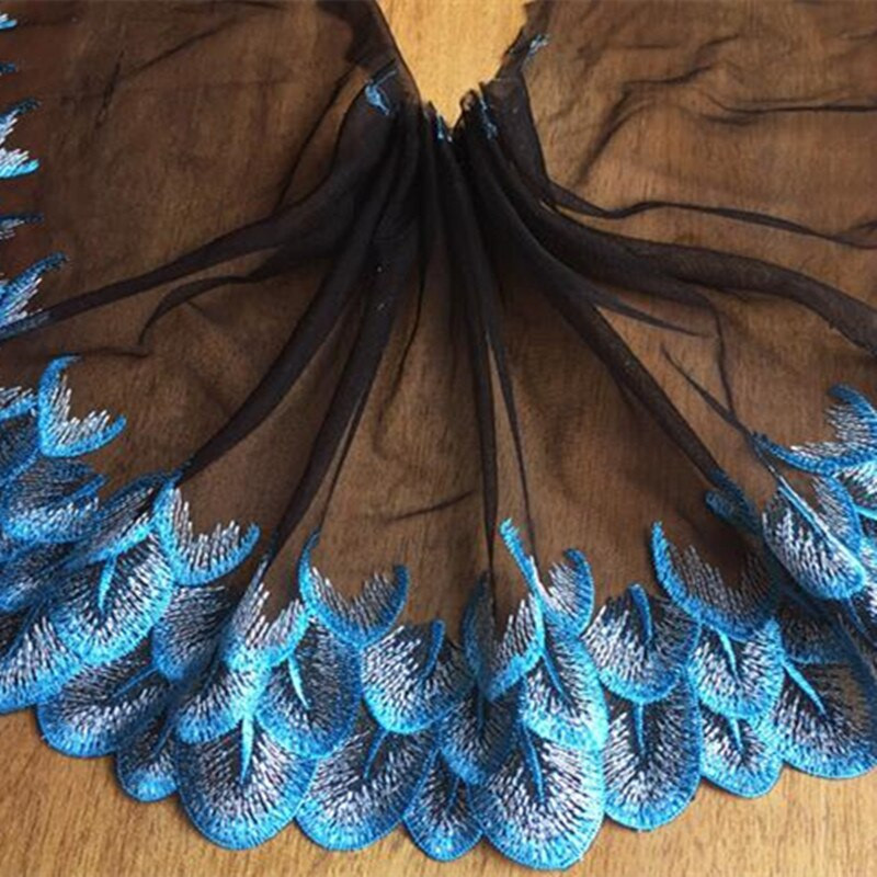 Prabangios medvilnės siuvinėtos juodos geltonos gėlės nėrinių audinys dubai siuvimas DIY apdaila tiulio aplikacija Juostelės apykakle suknelė gipiūro dekoras