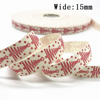 10 mm 15 mm 25 mm 5 ярда памучна панделка Ръчно изработен дизайн Коледна панделка с отпечатан плат за шиене на облекло Направи си сам коледна украса