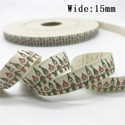 10mm 15mm 25mm 5yards Βαμβακερή Κορδέλα Χειροποίητο Σχέδιο Εκτυπωμένη Χριστουγεννιάτικη Κορδέλα για Ράψιμο Ρούχων Ύφασμα DIY Χριστουγεννιάτικη διακόσμηση