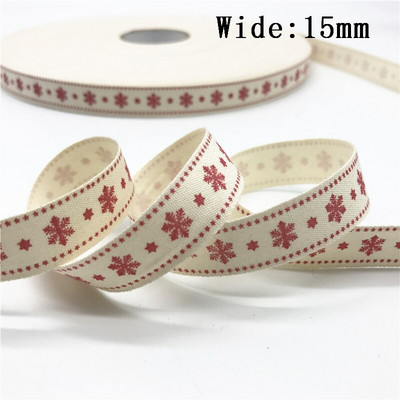 10mm 15mm 25mm 5yards Βαμβακερή Κορδέλα Χειροποίητο Σχέδιο Εκτυπωμένη Χριστουγεννιάτικη Κορδέλα για Ράψιμο Ρούχων Ύφασμα DIY Χριστουγεννιάτικη διακόσμηση