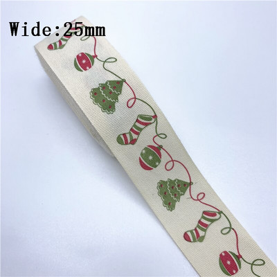 10mm 15mm 25mm 5yards Βαμβακερή Κορδέλα Χειροποίητο Σχέδιο Εκτυπωμένη Χριστουγεννιάτικη Κορδέλα για Ράψιμο Ρούχων Ύφασμα DIY Χριστουγεννιάτικη διακόσμηση