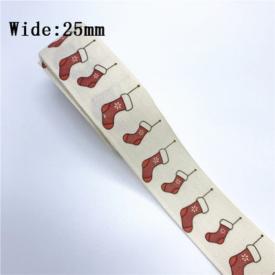 10mm 15mm 25mm 5yards Βαμβακερή Κορδέλα Χειροποίητο Σχέδιο Εκτυπωμένη Χριστουγεννιάτικη Κορδέλα για Ράψιμο Ρούχων Ύφασμα DIY Χριστουγεννιάτικη διακόσμηση