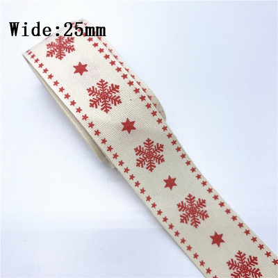 10mm 15mm 25mm 5yards Βαμβακερή Κορδέλα Χειροποίητο Σχέδιο Εκτυπωμένη Χριστουγεννιάτικη Κορδέλα για Ράψιμο Ρούχων Ύφασμα DIY Χριστουγεννιάτικη διακόσμηση