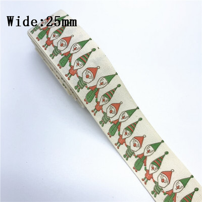 10mm 15mm 25mm 5yards Βαμβακερή Κορδέλα Χειροποίητο Σχέδιο Εκτυπωμένη Χριστουγεννιάτικη Κορδέλα για Ράψιμο Ρούχων Ύφασμα DIY Χριστουγεννιάτικη διακόσμηση