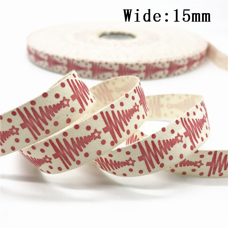 10mm 15mm 25mm 5yards Βαμβακερή Κορδέλα Χειροποίητο Σχέδιο Εκτυπωμένη Χριστουγεννιάτικη Κορδέλα για Ράψιμο Ρούχων Ύφασμα DIY Χριστουγεννιάτικη διακόσμηση