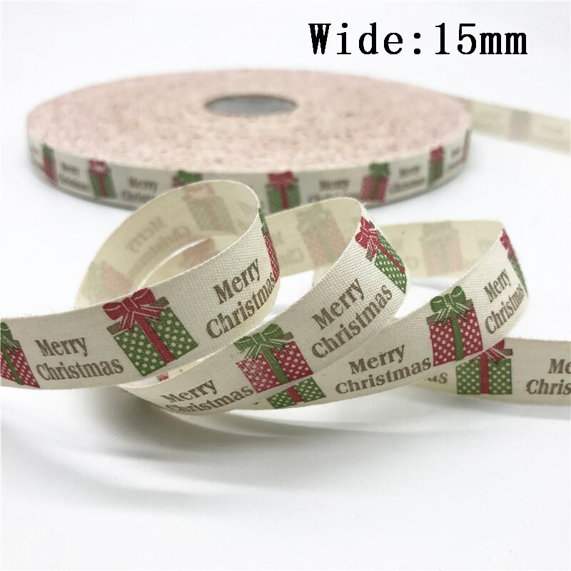 10mm 15mm 25mm 5yards Βαμβακερή Κορδέλα Χειροποίητο Σχέδιο Εκτυπωμένη Χριστουγεννιάτικη Κορδέλα για Ράψιμο Ρούχων Ύφασμα DIY Χριστουγεννιάτικη διακόσμηση