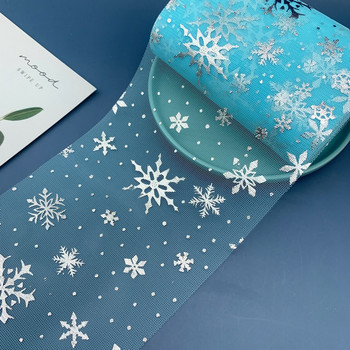 6cm 13cm 5Yards Snowflake Tulle Ύφασμα Glitter Κορδέλα Οργάντζα Διχτυωτή Ζώνη DIY Craft Αξεσουάρ Κλιπ μαλλιών Φιόγκος για τούρτα Προμήθειες