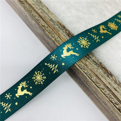 10mm 15mm 25mm 5yards/Lot Χριστουγεννιάτικη κορδέλα εκτύπωσης Ployester κορδέλα για χειροποίητα χριστουγεννιάτικα στολίδια φιόγκων Συσκευασία δώρου DIY