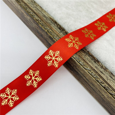 10mm 15mm 25mm 5yards/Lot Χριστουγεννιάτικη κορδέλα εκτύπωσης Ployester κορδέλα για χειροποίητα χριστουγεννιάτικα στολίδια φιόγκων Συσκευασία δώρου DIY