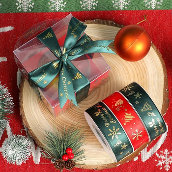 5 ярда 1 инч 25 мм Коледна панделка Отпечатана Коледна полиестерна лента за ръчно изработен дизайн Коледна украса Опаковка за подарък