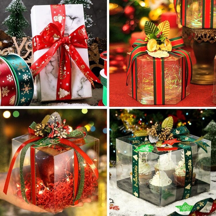 Χριστουγεννιάτικη κορδέλα 5 υάρδων 1 ιντσών 25 χιλιοστών Τυπωμένη χριστουγεννιάτικη πολυεστερική κορδέλα για χειροποίητο σχέδιο Χριστουγεννιάτικη διακόσμηση Συσκευασία δώρου