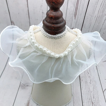 Ниска цена, висококачествена органза с мъниста, 3D разрошена дантелена тъкан Направи си сам сватбена рокля, пола, пухкава яка, ръкави, декорация на подгъва на Лолита