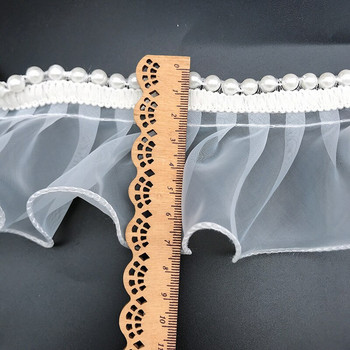 Χαμηλή τιμή Υψηλής ποιότητας Οργάντζα με χάντρες 3D βολάν δαντέλα ύφασμα DIY Νυφικό Φούστα Lolita Χνουδωτό γιακά μανίκια Διακόσμηση στρίφωμα
