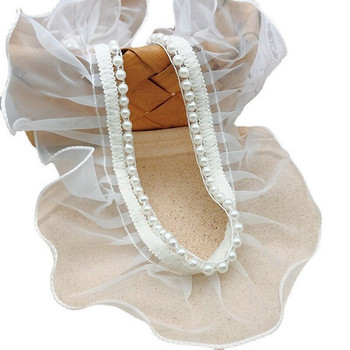 Χαμηλή τιμή Υψηλής ποιότητας Οργάντζα με χάντρες 3D βολάν δαντέλα ύφασμα DIY Νυφικό Φούστα Lolita Χνουδωτό γιακά μανίκια Διακόσμηση στρίφωμα