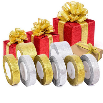 6MM-50MM 25υάρδες/ρολό χρυσό/ασημί μεταξωτό σατέν κορδέλα για χειροποίητο φιόγκο χειροτεχνία γάμου Χριστουγεννιάτικη διακόσμηση DIY συσκευασία δώρου