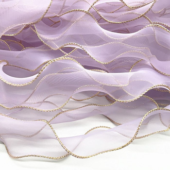 50mm Golden Edge Wave Μεταξωτή Κορδέλα Οργάντζα Φιόγκος Υλικό για Στολίδι Μαλλιά Διακόσμηση Περιτυλίγματος Δώρου Κορδέλες δαντέλας