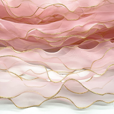 50 mm Golden Edge Wave siidist organza lint vibu materjal juuksekaunistuste jaoks kingituste pakkimiseks kaunistuseks pitspaelad