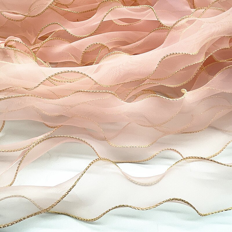 50 mm Golden Edge Wave siidist organza lint vibu materjal juuksekaunistuste jaoks kingituste pakkimiseks kaunistuseks pitspaelad