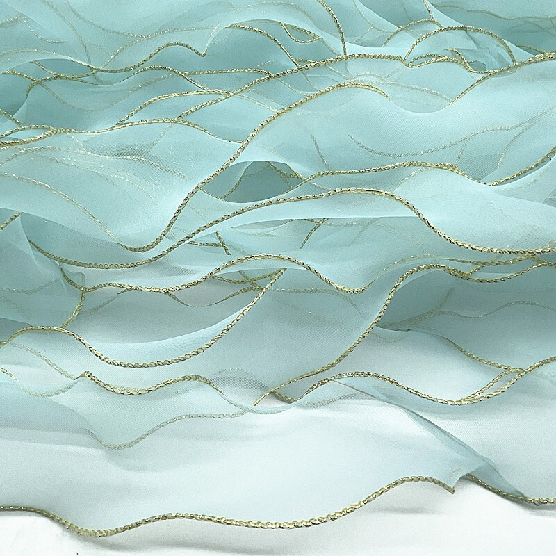 50 mm Golden Edge Wave siidist organza lint vibu materjal juuksekaunistuste jaoks kingituste pakkimiseks kaunistuseks pitspaelad