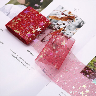 6 cm/12 cm *5 jardi Illusory Color Star Mesh Tkanina Gornji ukras torte Traka Mašna Meki keper Til DIY Vjenčanje Rođendanska dekoracija