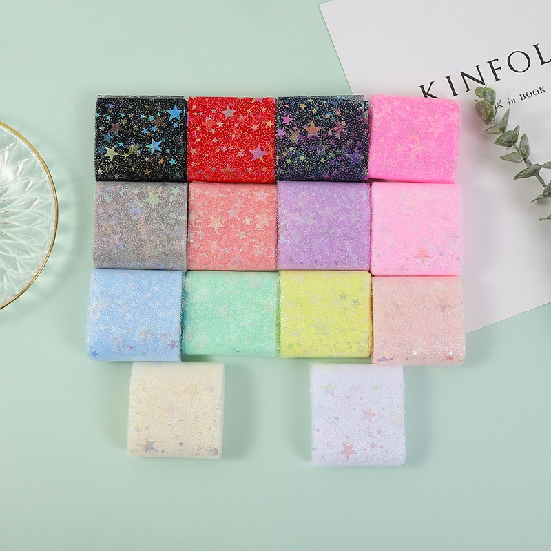 6 cm/12 cm *5 jardi Illusory Color Star Mesh Tkanina Gornji ukras torte Traka Mašna Meki keper Til DIY Vjenčanje Rođendanska dekoracija