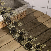 Stil pastoral Broderie cu fir de aur Tesatura din dantela neagra Rochie DIY Fusta Cheongsam Personaj Pijamale Lenjerie de corp Decorare cusut