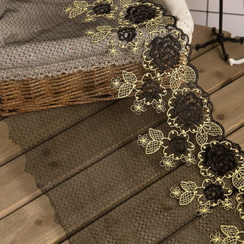 Κέντημα με χρυσό νήμα ποιμενικού στυλ Μαύρο ύφασμα δαντέλας DIY Φόρεμα Cheongsam Φούστα Χαρακτήρας Πυτζάμες Εσώρουχα Ράψιμο Διακόσμηση