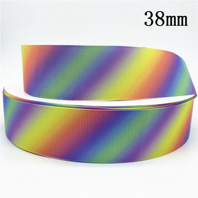 10 mm 25 mm 38 mm 3 jardų gradiento vaivorykštės juostelė, skirta namų vestuvėms Kalėdų dekoravimui „pasidaryk pats“ dovanų pakavimo siuvimo audinys
