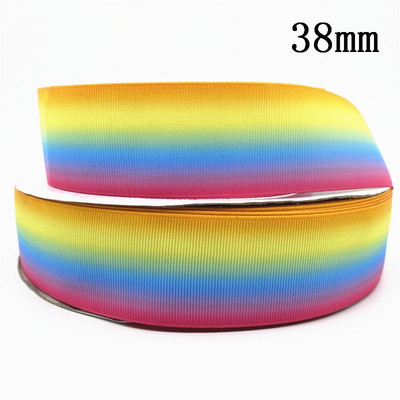 10 mm 25 mm 38 mm 3 jardų gradiento vaivorykštės juostelė, skirta namų vestuvėms Kalėdų dekoravimui „pasidaryk pats“ dovanų pakavimo siuvimo audinys