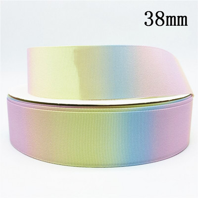 10 mm 25 mm 38 mm 3 jardų gradiento vaivorykštės juostelė, skirta namų vestuvėms Kalėdų dekoravimui „pasidaryk pats“ dovanų pakavimo siuvimo audinys