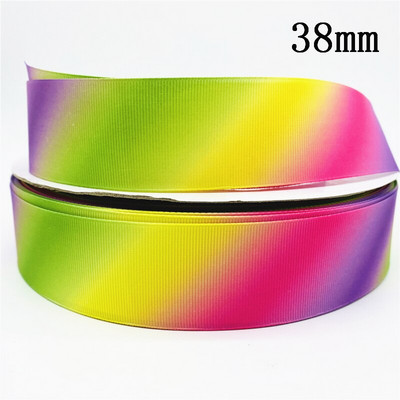 10 mm 25 mm 38 mm 3 jardų gradiento vaivorykštės juostelė, skirta namų vestuvėms Kalėdų dekoravimui „pasidaryk pats“ dovanų pakavimo siuvimo audinys
