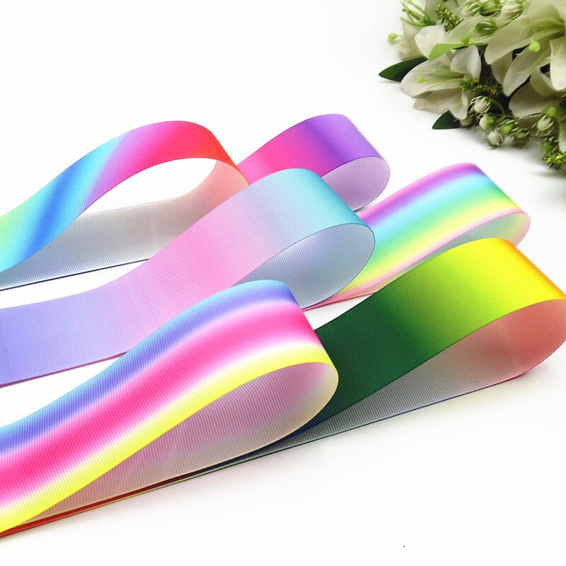 10 mm 25 mm 38 mm 3 jardų gradiento vaivorykštės juostelė, skirta namų vestuvėms Kalėdų dekoravimui „pasidaryk pats“ dovanų pakavimo siuvimo audinys