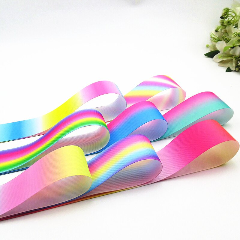 10 mm 25 mm 38 mm 3 jardų gradiento vaivorykštės juostelė, skirta namų vestuvėms Kalėdų dekoravimui „pasidaryk pats“ dovanų pakavimo siuvimo audinys