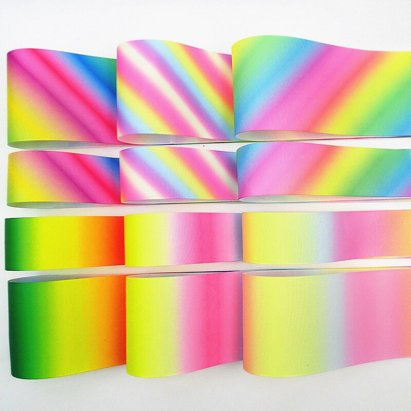 10 mm 25 mm 38 mm 3 jardų gradiento vaivorykštės juostelė, skirta namų vestuvėms Kalėdų dekoravimui „pasidaryk pats“ dovanų pakavimo siuvimo audinys