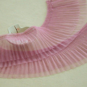 Φαρδιά διπλά στρώματα 12 εκ. Τούλι πλισέ δαντέλα υφασμάτινο γιακά μανσέτες με κορδέλα κουρτίνες φόρεμα Ρούχα DIY Αξεσουάρ ραπτικής