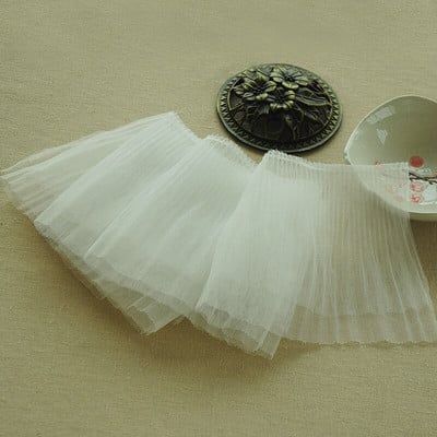 12 CM široki dvoslojni til, nabrana čipkana tkanina, kragne, manžete, rubovi, rubovi, vrpce, zavjese, haljina, odjeća, pribor za šivanje.