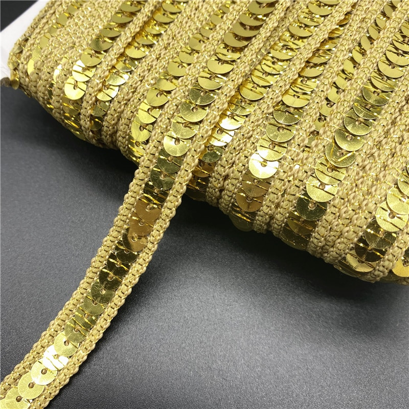 2 jarda/lot 12 mm šarena vrpca sa šljokicama Čipkasti ukrasi Šljokice Tkanina za šivanje za rukotvorine Dodaci za šivanje Šljokice